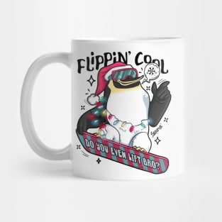 Flippin cool Christmas Penguin snowboarding Mug